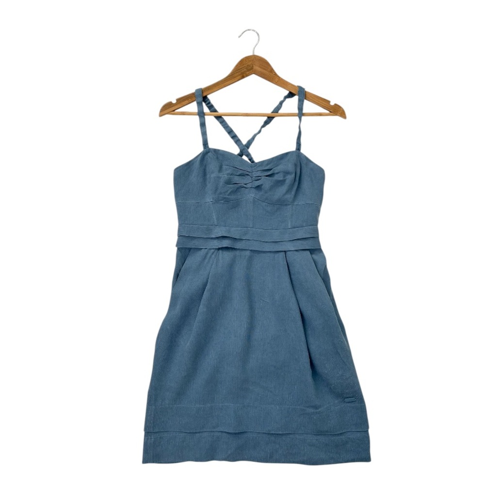 Wilfred Linen Blend Smoky Blue Mini Dress